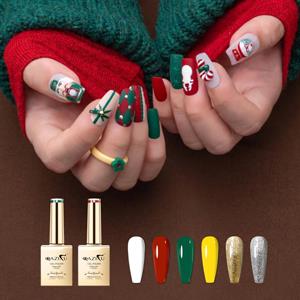 Luxurious gold bottle Hot Selling Christmas gel suit collection 6 color set box high end gel nail polish with unique color book